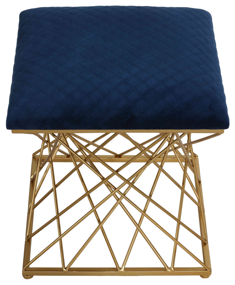 Cortesi Home Lillia Square Ottoman, Navy