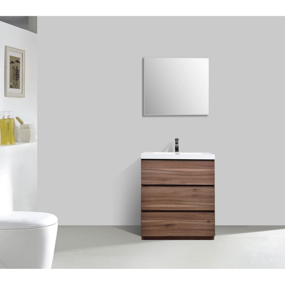 Edison 30" Single Bathroom Vanity Set, Walnut