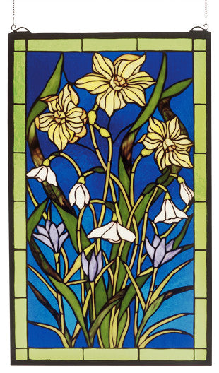 15W X 25H Spring Bouquet Stained Glass Window