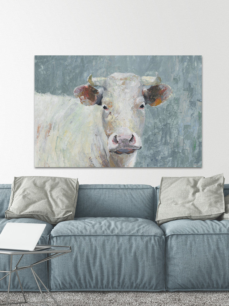 "Innocent Cow" Painting Print on Wrapped Canvas, 24"x16"