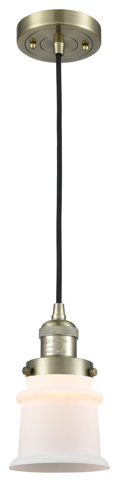 Small Canton 1-Light Mini Pendant, Antique Brass, Matte White
