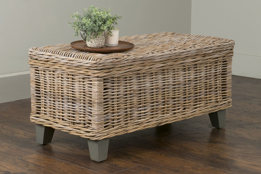 East at Main Hayward Kuba Brown Rectangular Rattan Coffee Table