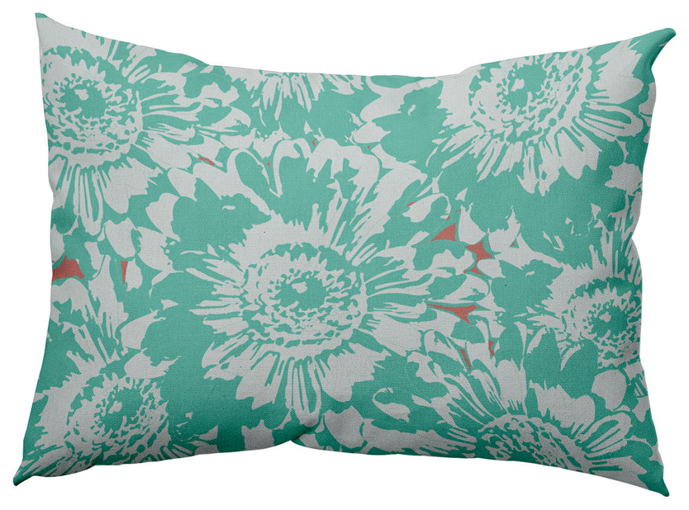 Big Flowers Decorative Throw Pillow, Spring Green, 14"x20"