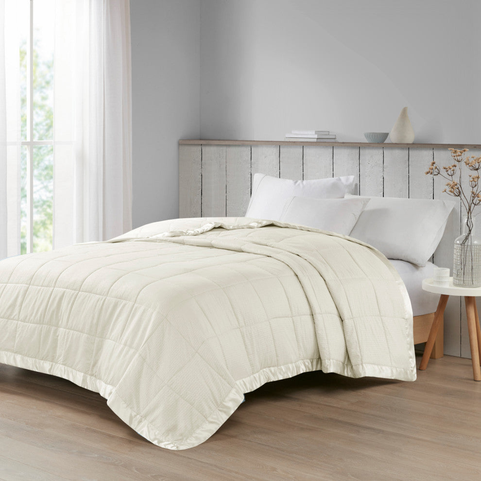 Madison Park Solid Embossed Microfiber Premium Oversized Blanket, Full/Queen