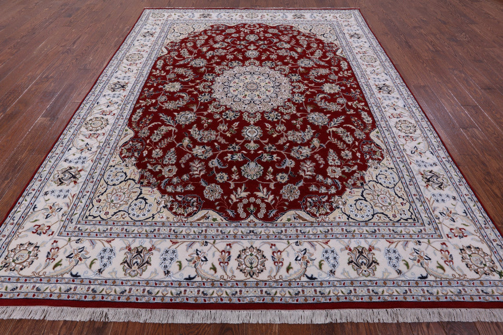 Wool & Silk Persian Nain Hand Knotted Rug 8' 0" X 10' 2" - Q14720