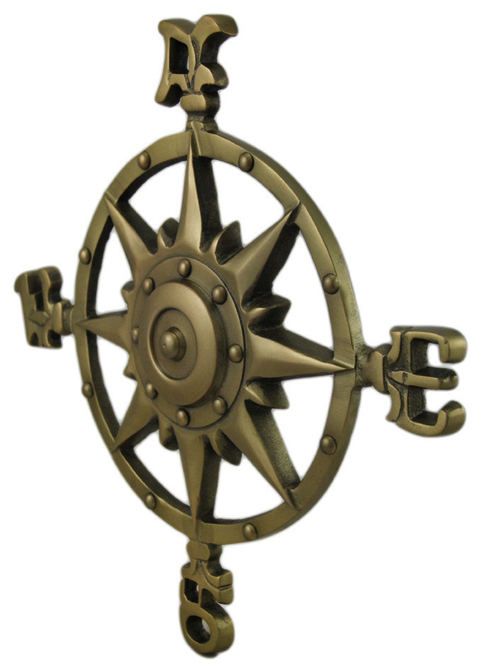 Antique Brass Finish Compass Rose Indoor/Outdoor Wall Hanging