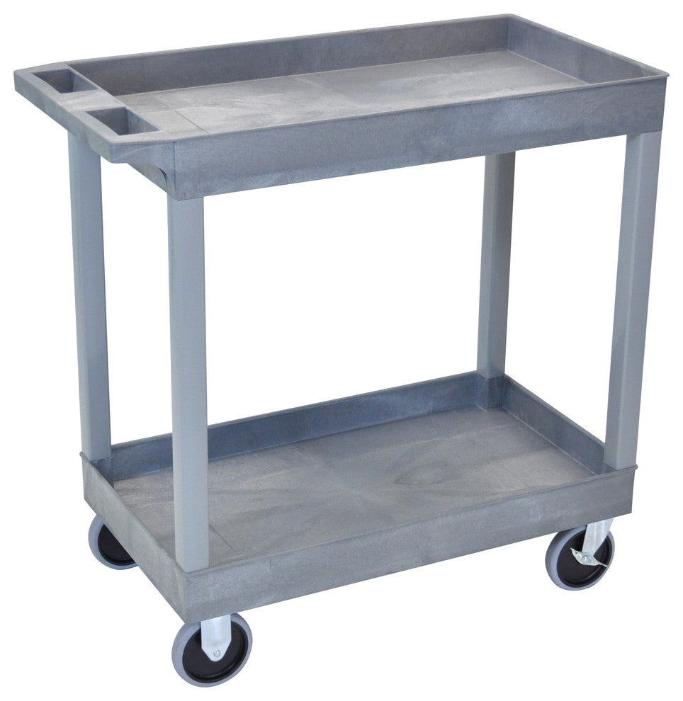 Luxor HD High Capacity 2 Tub Shelves Cart, Gray