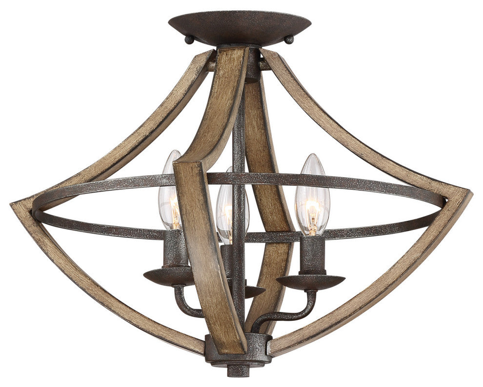 Shire 3-Light Flush Mount, Rustic Black