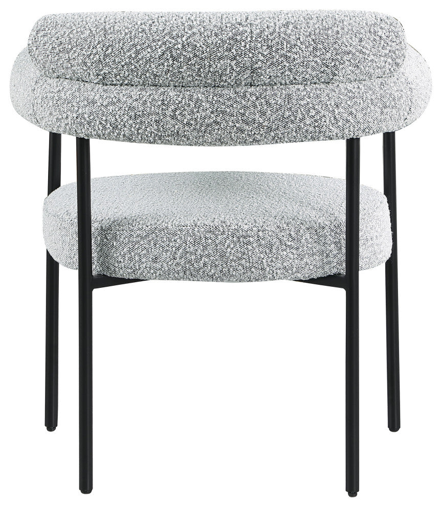 Blake Upholstered Dining Chair, Grey, Boucle Fabric, Matte Black, Set of 2