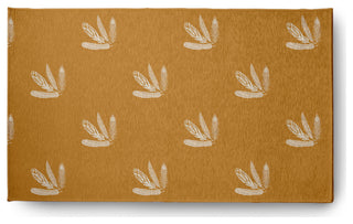 Feather Pattern Fall Design Chenille Area Rug, Yellow, 3'x5'