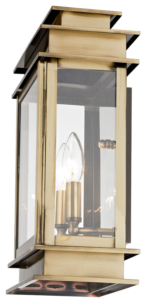 Princeton 2-Light Wall Lantern, Antique Brass