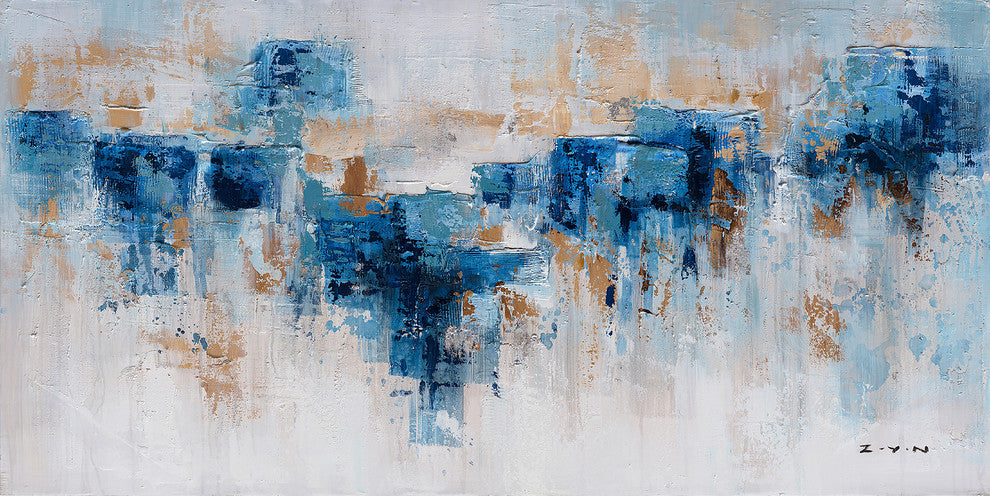 "Abstract Water and Earth" Hand Painted Canvas Artwork; Fine Art; Modern