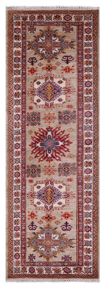 2' 10" X 7' 10" Geometric Super Kazak Handmade Runner Rug Q11236