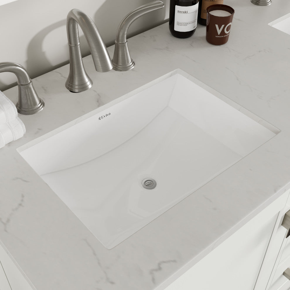 Eviva Aberdeen 48"Wx22"D Double Sink Bathroom Vanity, Quartz Countertop