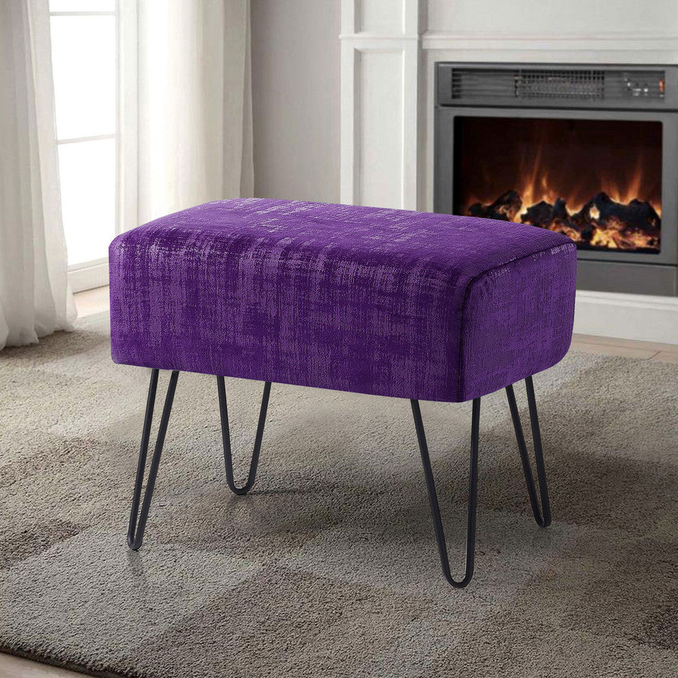 Textured Velvet Ottoman, Imperial Purple