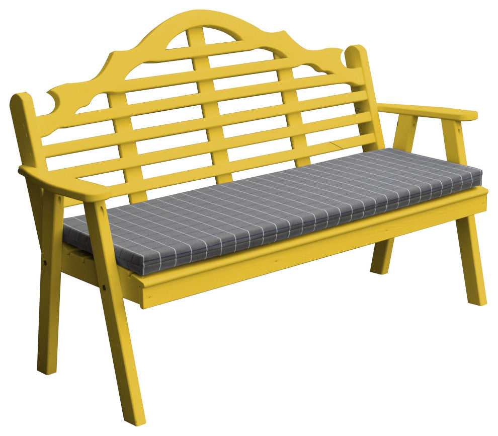 Pine Marlboro Garden Bench, Canary Yellow, 4 Foot