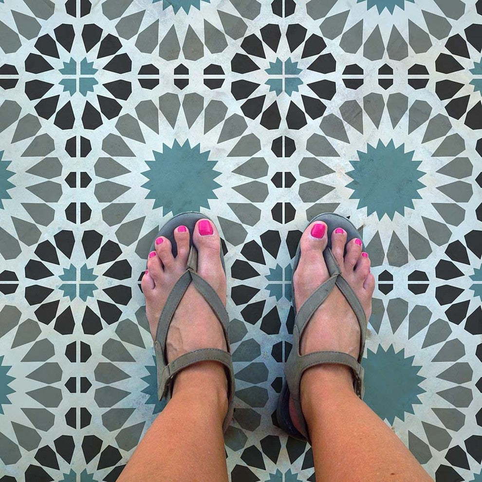 Cordelia Tile Stencil, DIY Cement Tile Stencils, Geometric Floor Tile Stencils