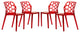 Leisuremod Dynamic HoneyComb Design Dining Chair, Set of 4, Transparent Red