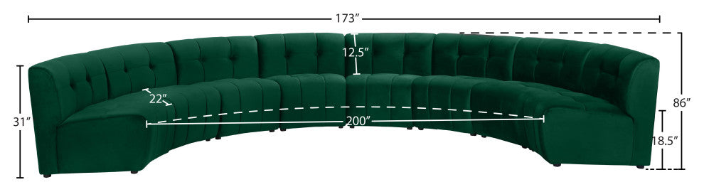 Limitless Velvet Upholstered 8-Piece Modular Sectional, Green