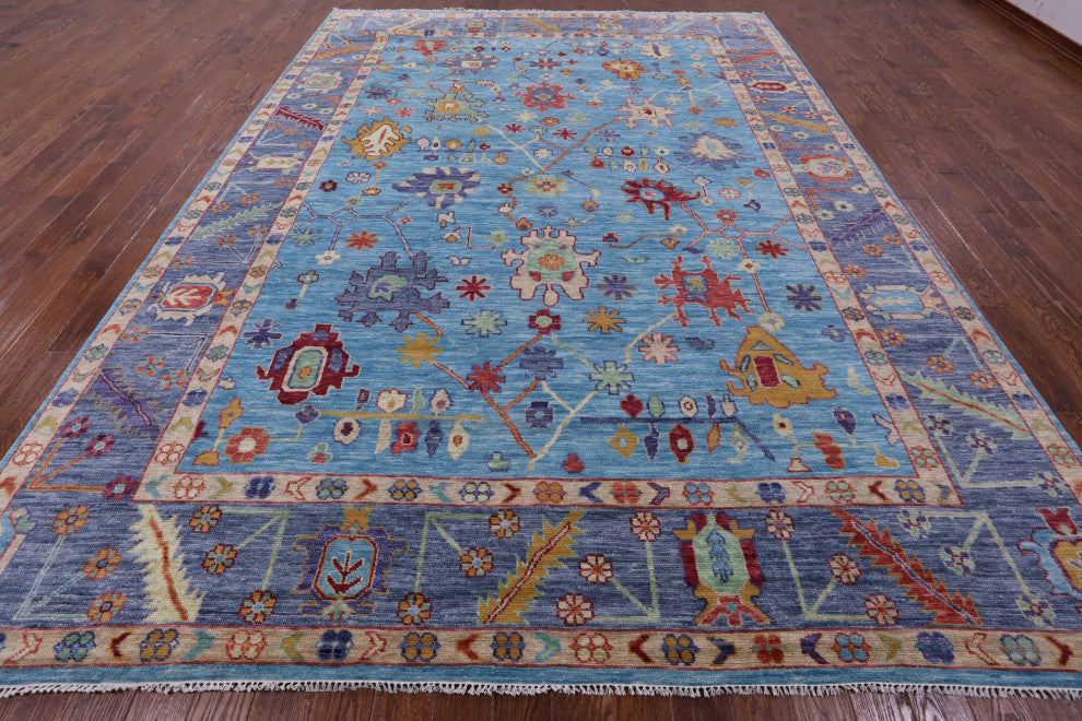 10' 1" X 13' 9" Turkish Oushak Hand Knotted Wool Rug - Q13285
