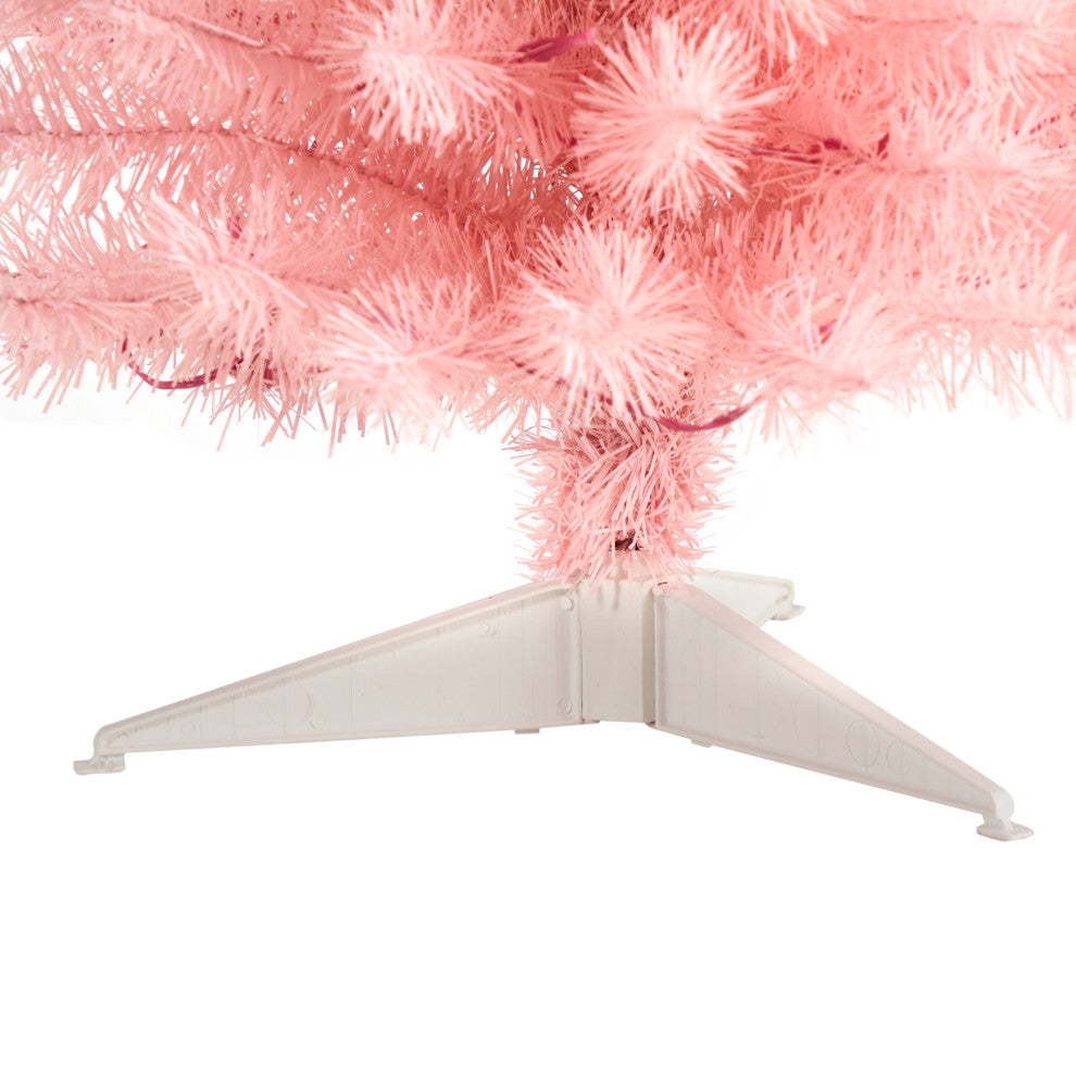 3' Pink Artificial Christmas Tree With 50 LED Lights and 118 Bendable Branches