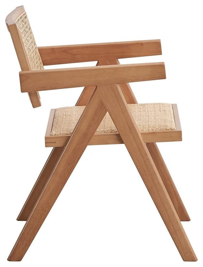 ACME Furniture Velentina 18" Rattan & Wood Arm Chair in Natural (Set of 2)