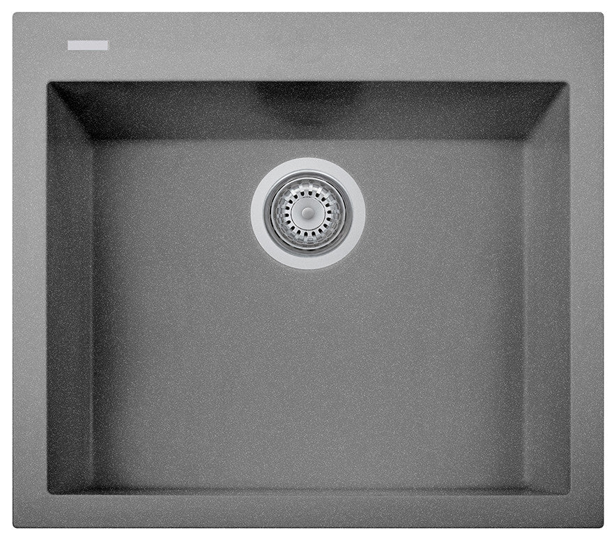 One Series 23" Drop-In Single-Bowl Granite Sink, Titanium