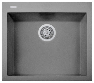 One Series 23" Drop-In Single-Bowl Granite Sink, Titanium