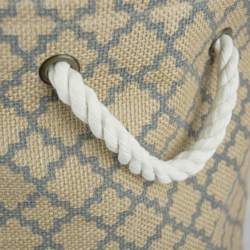 DII Burlap Bin Lattice Gray Round Medium 12x15x15"