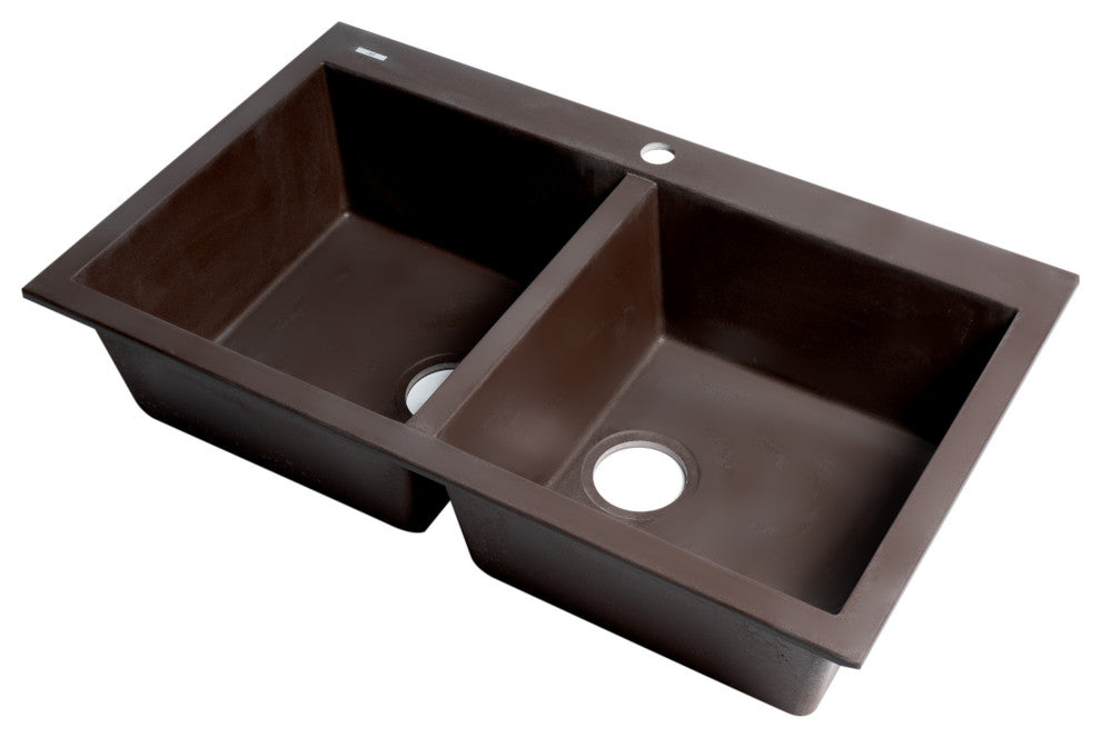ALFI brand AB3420DI-C 34" Drop-In Double Bowl Granite Kitchen Sink
