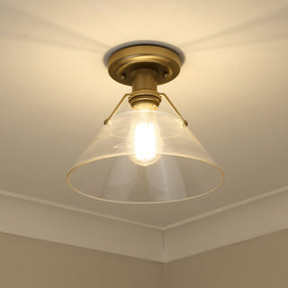 Golden Lighting 3306-FM CLR Orwell 10\"W Semi-Flush Ceiling - Brushed Champagne