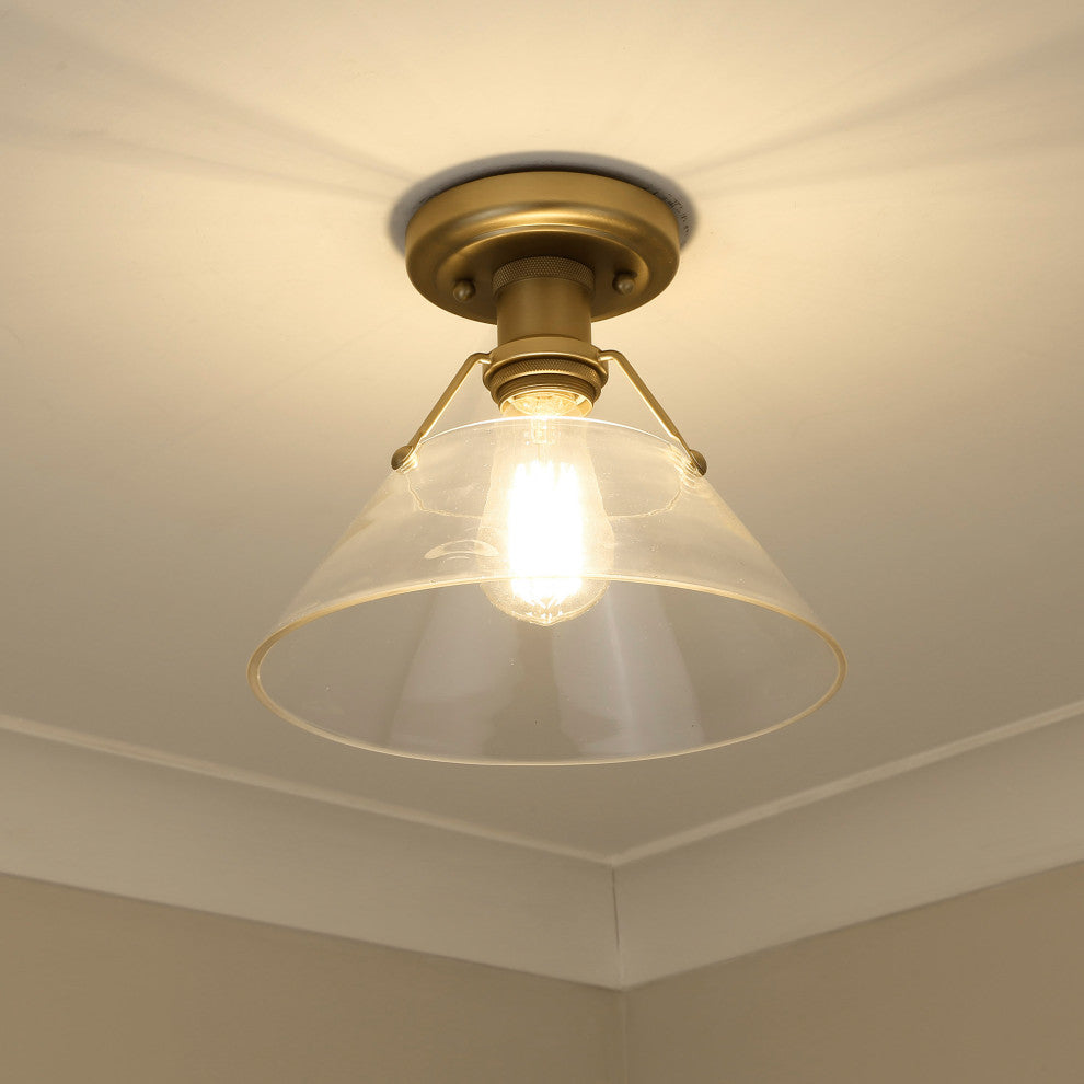 Golden Lighting 3306-FM CLR Orwell 10\"W Semi-Flush Ceiling - Brushed Champagne