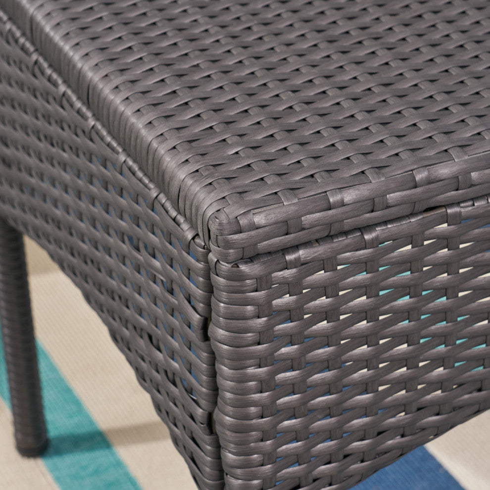 GDF Studio Bryson Outdoor Wicker 4 Seater Chat Set, Gray With Silver Cushions