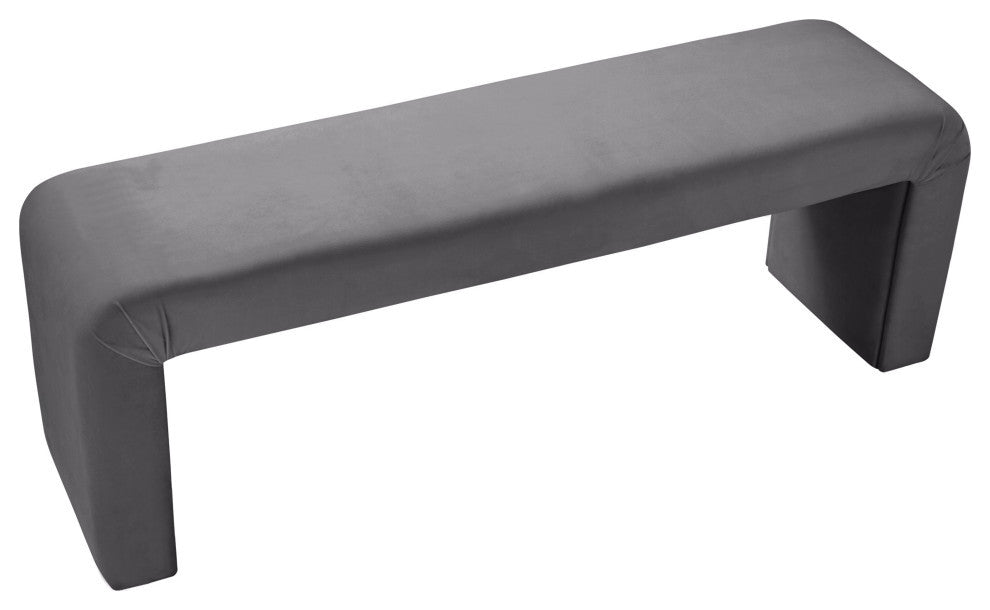 Minimalist Velvet Upholstered Bench, Gray