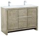Lafarre Contemporary 48" Rustic Acacia Double Bathroom Vanity, Labaro Rose Gold