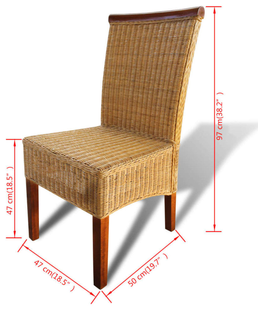 vidaXL Dining Chairs 4 pcs Brown Natural Rattan