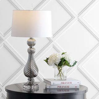 Murano 32" Swirled Crystal/Glass LED Table Lamp, Gray