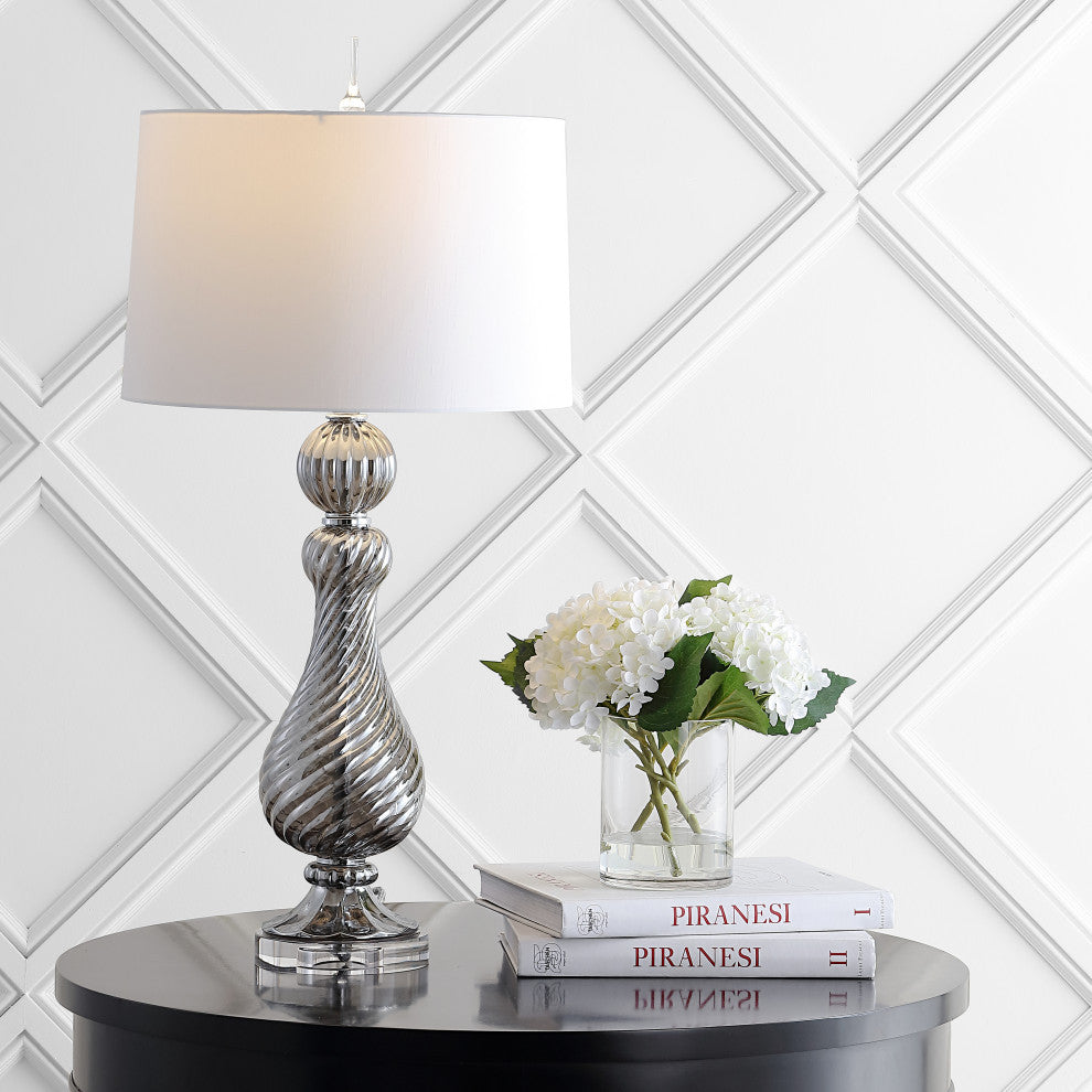 Murano 32" Swirled Crystal/Glass LED Table Lamp, Gray