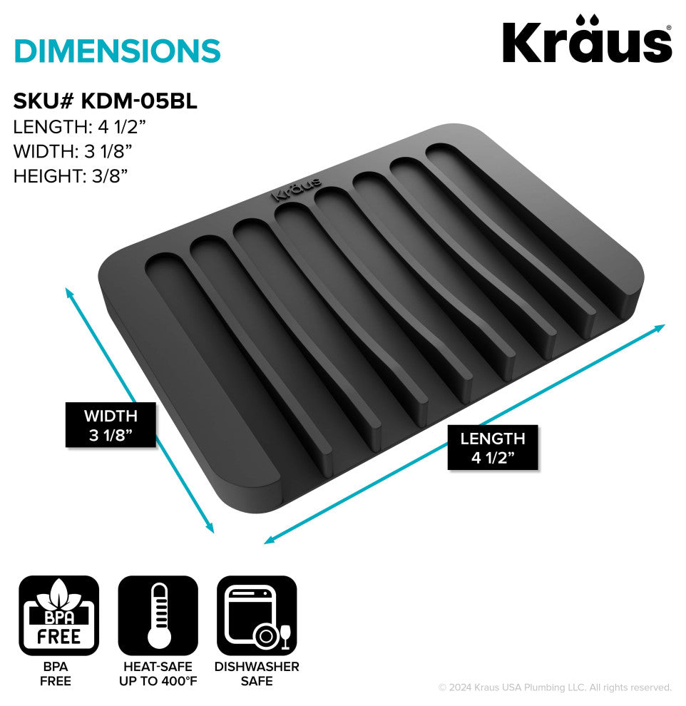 KRAUS Dish Drying Rack, Silicone Dish Drying Mat and Soap Dish Holder Black