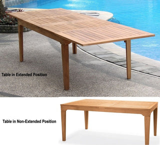 7-Piece Outdoor Teak Dining Set, 122" Extension Table, 6 Arbor Stacking Chairs