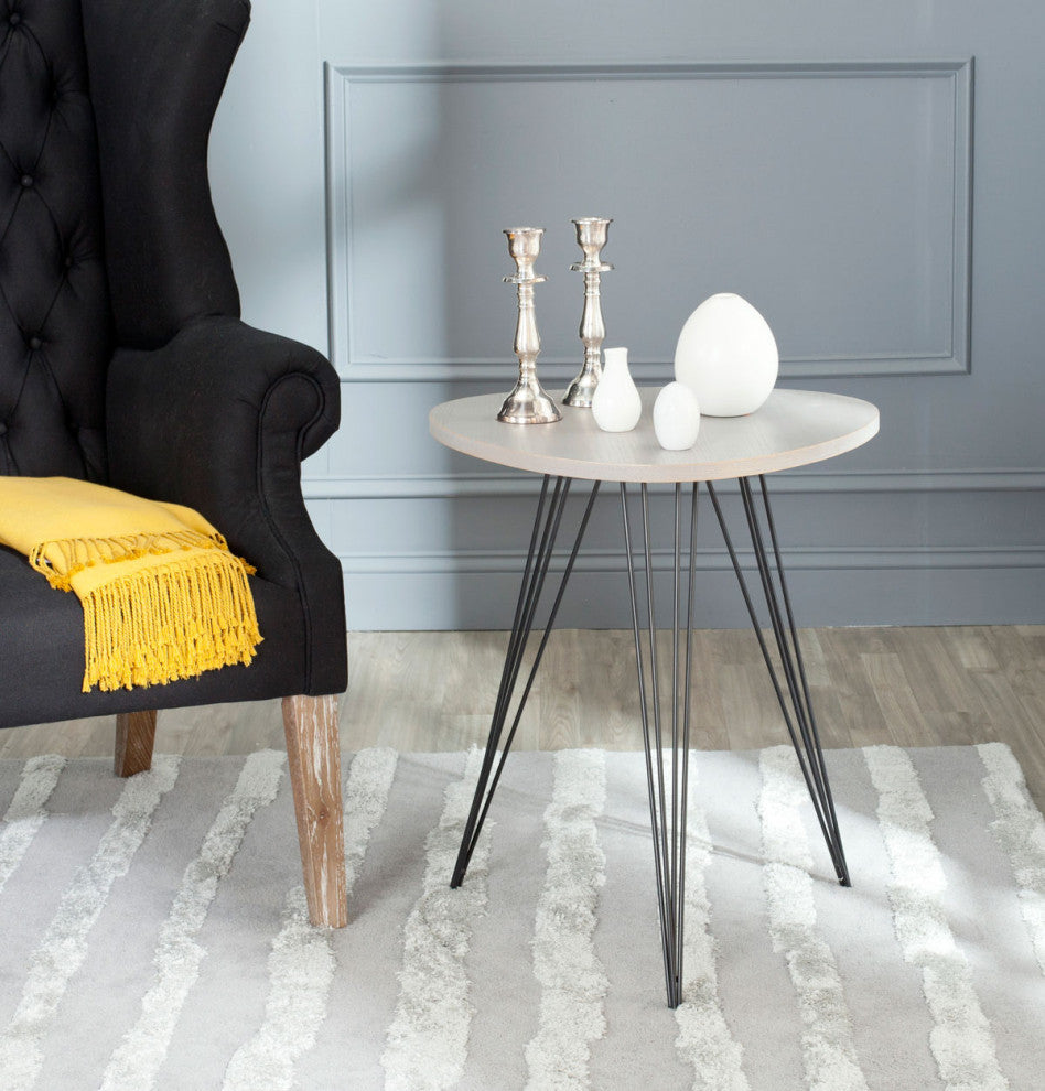 Rosalia Retro Mid Century Lacquer Side Table Gray/Black