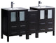 Torino 60" Double Bathroom Cabinet, Espresso, With Top and Integrated Sinks