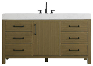 Home Living 60" Single Bathroom Vanity, Chestnut Brown