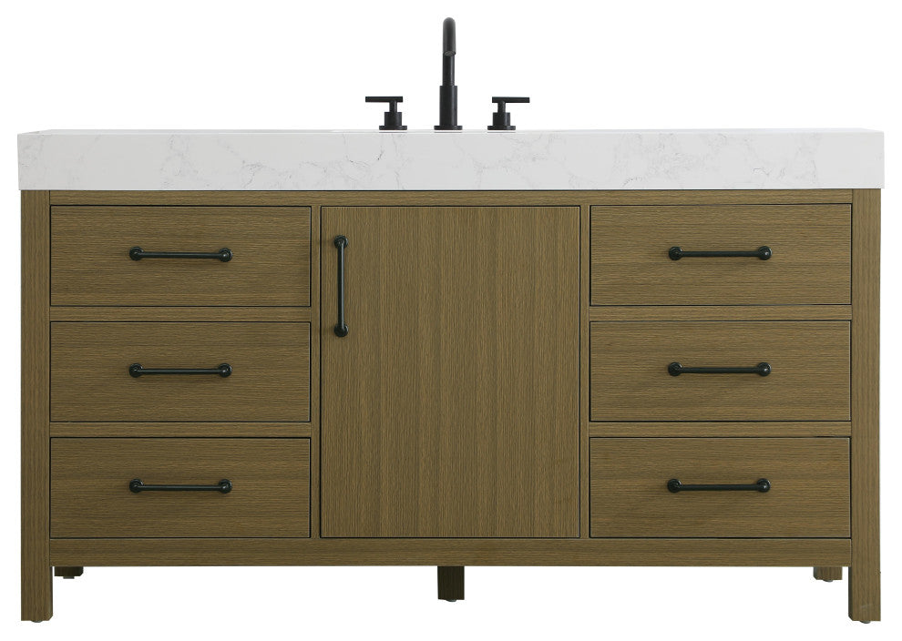Home Living 60" Single Bathroom Vanity, Chestnut Brown
