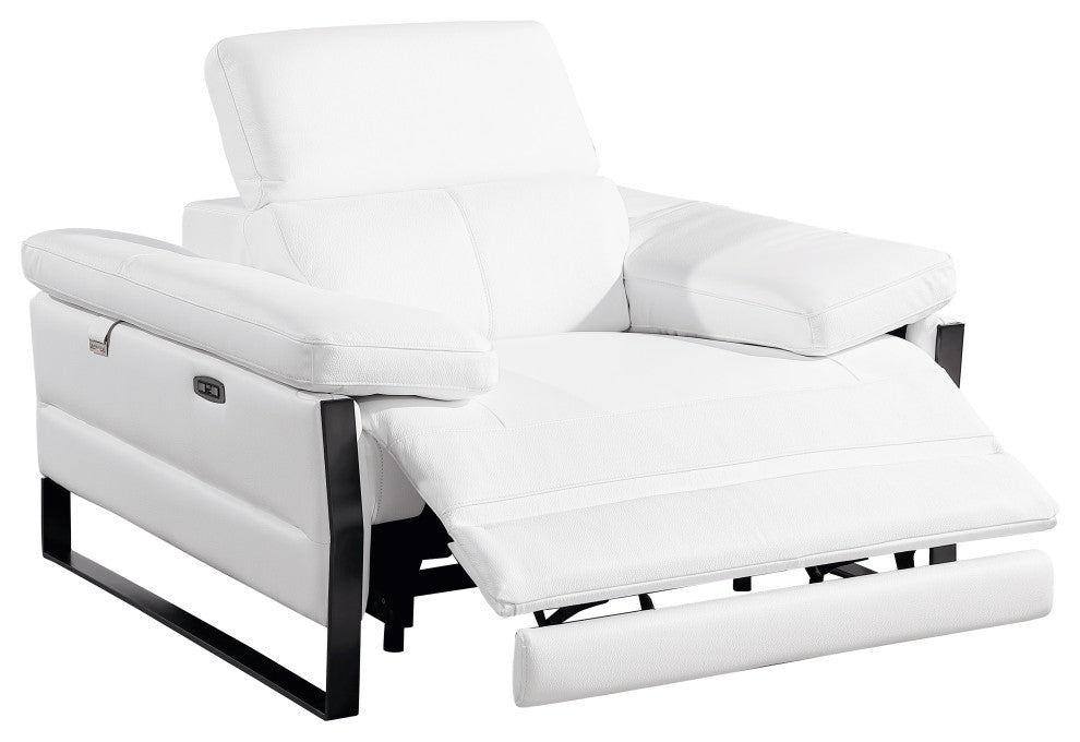 Antonio Italian Leather Power Reclining Arm Chair, White