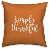Simply Thankful in Orange 18x18 Throw Pillow