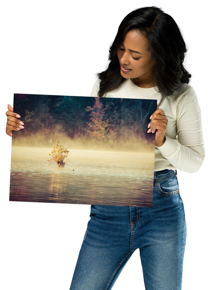 Golden Mist on Waples Pond Landscape Photo Unframed Wall Art Print, 12" X 16"