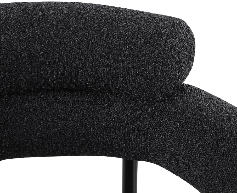 Blake Upholstered Dining Chair, Black, Boucle Fabric, Matte Black, Set of 2