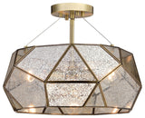 Euclid 16-In. 3 Light Semi-Flush Mount Aged Brass