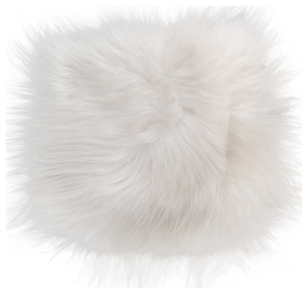 HomeRoots Natural Sheepskin White Square Super Soft Chair Pad